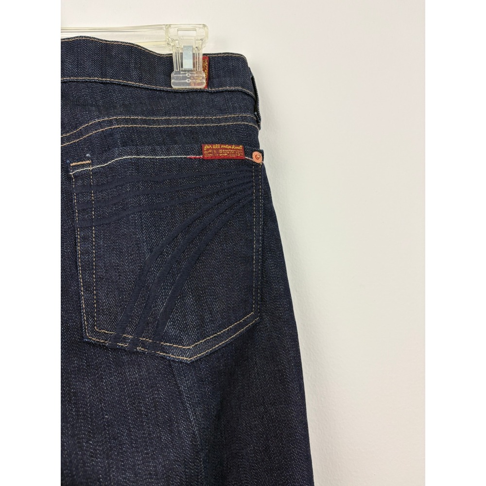 7 For All Mankind Dojo Wide Flare Leg Jeans Size 28 Dark Indigo Cotton 7FAM - Picture 7 of 10